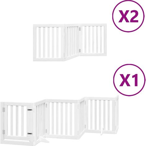 Barrière pour chien porte pliable 12 panneaux bois de peuplier