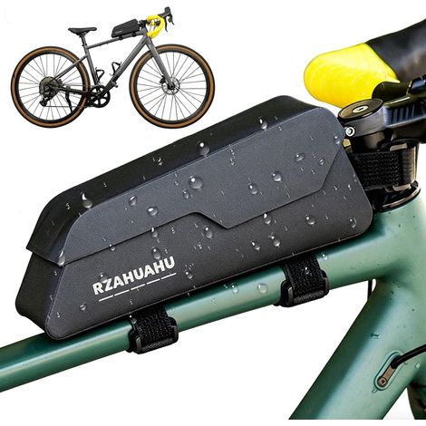 Fahrradrahmentasche (1 Liter), magnetische, wasserdichte Oberrohrtasche, MTB-Tasche mit Schrauben, Rennradzubehör, 25 x 10 x 6 cm, Schwarz (1/5)