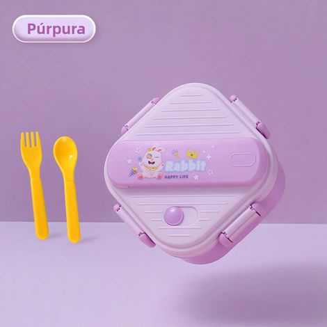 Boîte à lunch licorne pour enfants (violette), trois compartiments, étanche, compatible micro-ondes, en plastique (1/5)