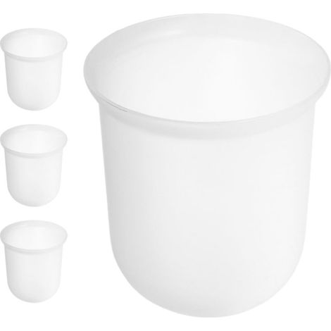 Lot de 4 Gobelets Brosses WC Ronds en Plastique Blanc Accessoires Salle de Bain Robustes pour Nettoyage Facile Adaptés aux Petites (1/4)