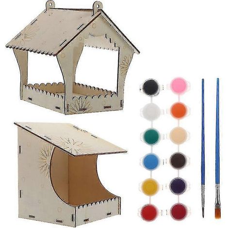 Lot de 2 mangeoires pratiques en bois pour oiseaux, distributeurs de nourriture délicats. (1/5)