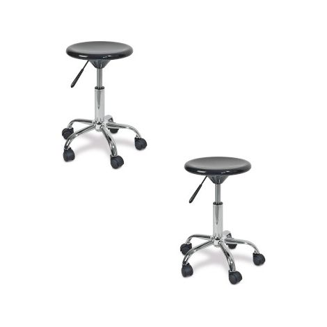 BRB 2x Arbeitsdrehhocker, Sitz aus ABS-Kunststoff, Höhe 490-630 mm, Sitz-Ø 320 mm