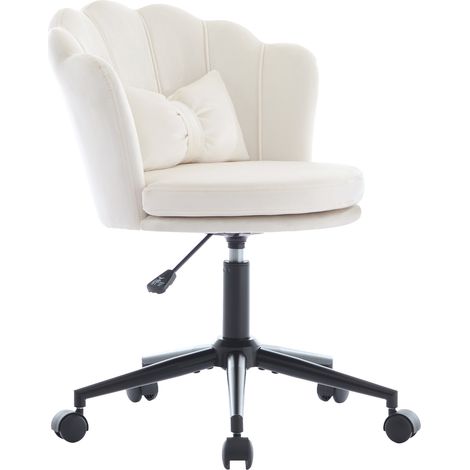 Fauteuil de bureau design moderne avec dossier en forme de pétale, coussin lombaire papillon, hauteur réglable, assise rembourrée en mousse haute élasticité (1/5)