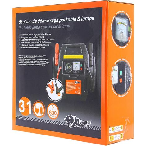 Station de démarrage portable 800A 12V – Démarrages rapides pour véhicules essence – Capacité 12 A/h – Alimentation 12V – Pour équipements 12V – Xl Perform Tools