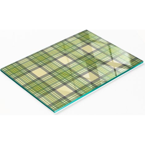 Tabla de servir de cristal para cocina con gráficos de malla verde, 80x52 cm. (1/5)