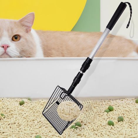1 pelle filtrante pour litière pour chat, pelle à excréments d'animaux, outil de nettoyage rétractable et amovible (1/5)