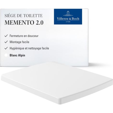 abattant WC - Couvercle toilettes White av. fermeture auto. - Abattant toilettes amovible incassable en Duroplast - Couvercle waters rectangulaire - pièce de rechange (1/5)