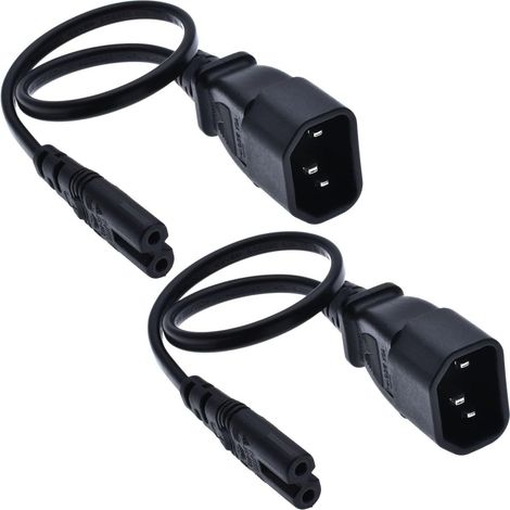 câble de Connecteurs de Adaptateur Secteur de IEC 320 C14 vers C7 Câble Prise Secteur 3 Broches mâle vers 2 Broches Femelle 10A 125V(Noir) (1/5)