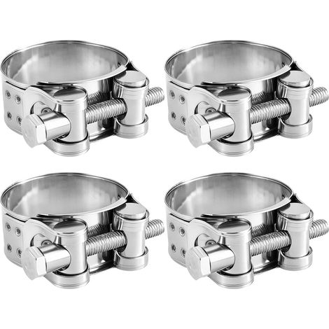 Set di 4 fascette stringitubo snodate in acciaio inox, intervallo di serraggio 40-43 mm, fascetta regolabile, per tubo di scarico, linea carburante, impianti idraulici, motociclette (1/5)