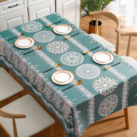 1 Nappe rectangulaire, polyester imprimé, résistant aux taches, lavable, pour salle à manger (1/5)