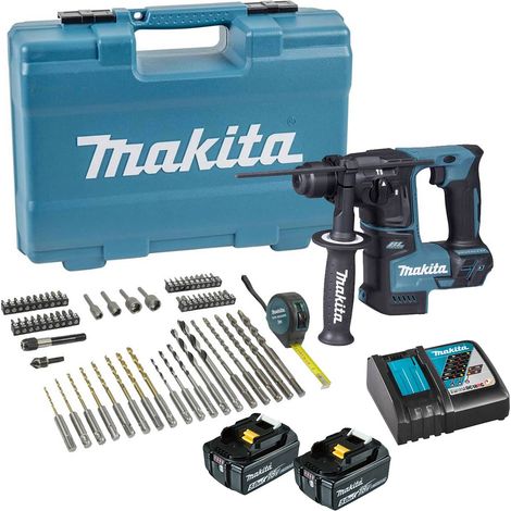 Makita DHR171RTX3 18V LXT 17mm Brushless SDS+ Rotary Hammer Kit - 2x 5Ah Batteries, Charger & 65pc Accessories Carrying Case