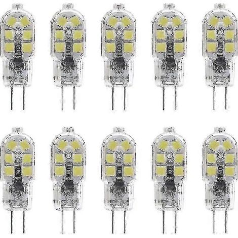 Lot de 10 ampoules LED G4 2 W pour hotte aspirante, 12 V AC/DC, équivalent halogène 20 W, 200 lm, bipolaire avec couvercle en PVC transparent, blanc froid 6000 K, non (1/5)