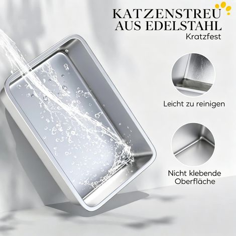 Arenero XL cerrado de acero inoxidable para gatos, caseta de baño para gatos grandes. (1/5)