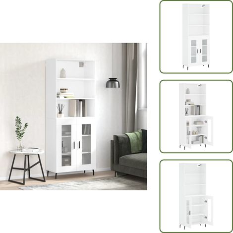 Buffet haut Blanc 69,5x34x180 cm Bois d'ingénierie - Buffet Design Moderne - Meuble Rangement - Armoire Blanche - Buffet Haut - Mobilier Salon (1/5)