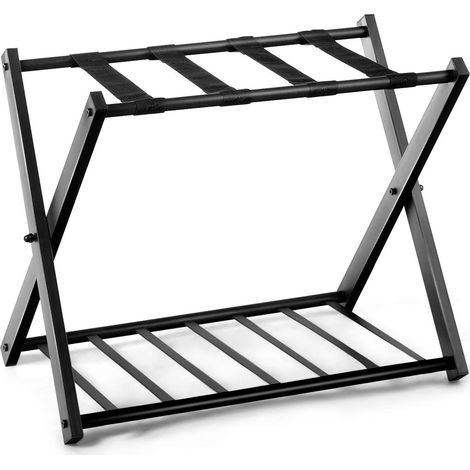 COSTWAY Kofferstaender klappbar, Gepaeckstaender schwarz, Gepaeckablage Metall, für Schlafzimmer, Gaestezimmer, Hotel, schwarz 1 Kofferstaender