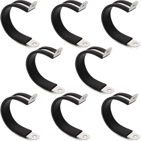 8 Pièces 40mm Colliers de Serrage en 304 Acier Inoxydable de Caoutchouc, Caoutchouc Doublé P Clips, P Clips Tuyau Pinces, pour Tuyau, Câble (1/5)