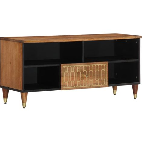 Mueble de TV madera maciza de mango 100x33x46 cm