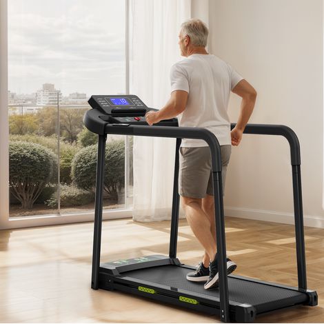 Tapis de course senior, grand écran LED, acier noir HAVRYA (1/3)