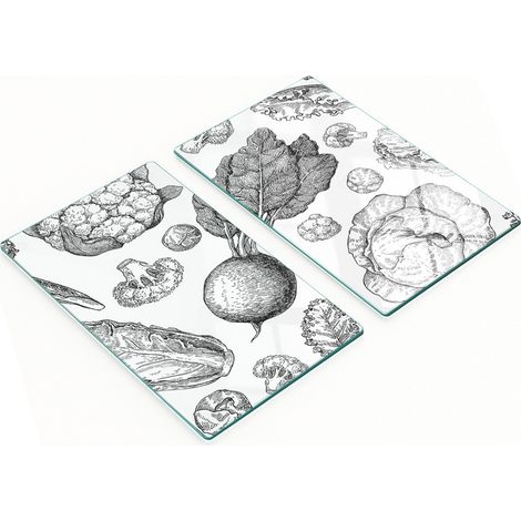 Tablas de cocina de vidrio templado con gr谩ficos, 2 piezas, verduras, 2x30x52 cm (1/5)