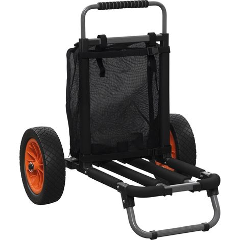 Chariot de plage pliable, chariot de transport avec grandes roues tout-terrain de 30 cm, avec poche et poignée télescopique