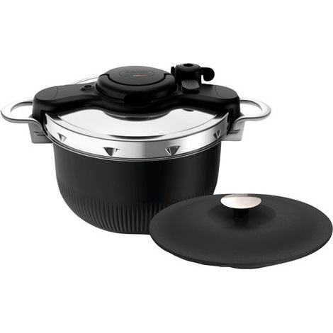 Olla a presión de acero inoxidable negra de 6 litros. - P4810700 - Seb -