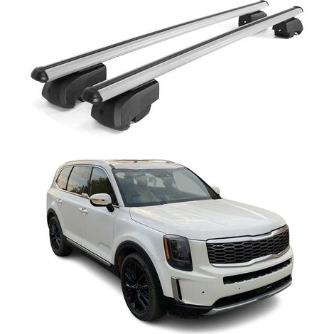 OMAC Aluminium Dachträger Querträger für Kia Telluride 2020-2026 – City Crash – ISO/PAS 11154:2006 – Abschließbar – Max. 75 kg – 2 Stangen Silber (1/5)