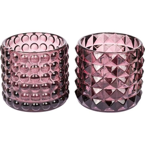 ARPIMEX Vasetto Vetro D 9,5 Cm H 8,5 Cm Mix 2 Pz Pink
