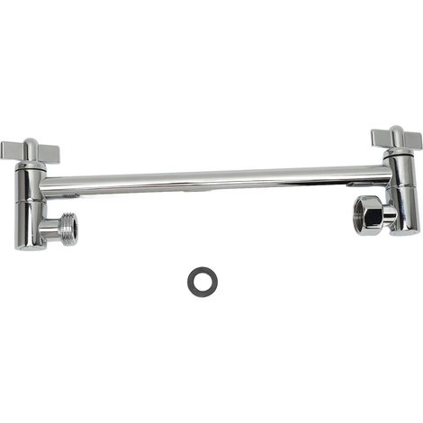 Bras d'extension de pomme de douche pour pluie, rallonge portative, Angle de hauteur réglable, acier inoxydable argent. (1/5)