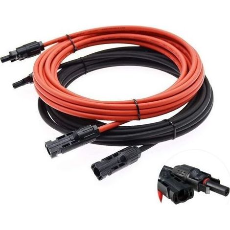Câble de rallonge - Câble solaire - Rouge/noir - 4mm² - Avec connecteur solaire monté ( 5 m) (1/5)