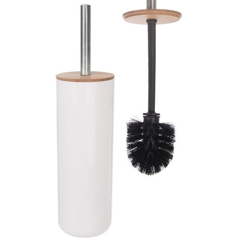 Toilettenbürste mit Ständer, Bambus, weiß, Whitney, 37 cm (1/4)