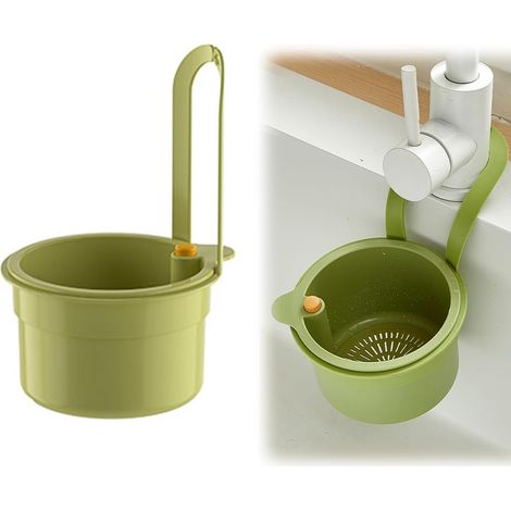 Passoire d'évier multifonctionnelle, panier-filtre suspendu pour robinet, panier d'évier pour rangement du linge (vert, 1 pièce) (1/3)