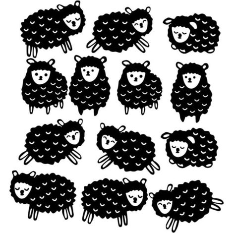 Autocollant Mural Amovible En Forme De Mouton Noir Pour Décoration D'intérieur Pour À Coucher Salon Tv Mur Mu3857 (1/5)