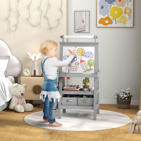 Tableau Face Enfants Rouleau Papier Paniers Rangement Article Enfant Noir Gris