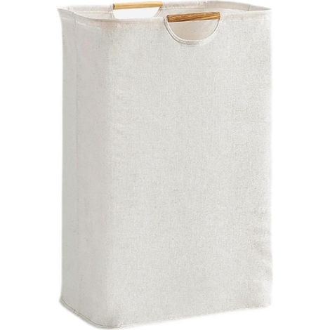 Panier à Linge - 1 Unité - Coton et Lin - Pliable et Imperméable - Pour Salle De Bain Et Chambre - Beige 56x40x27 cm (1/5)