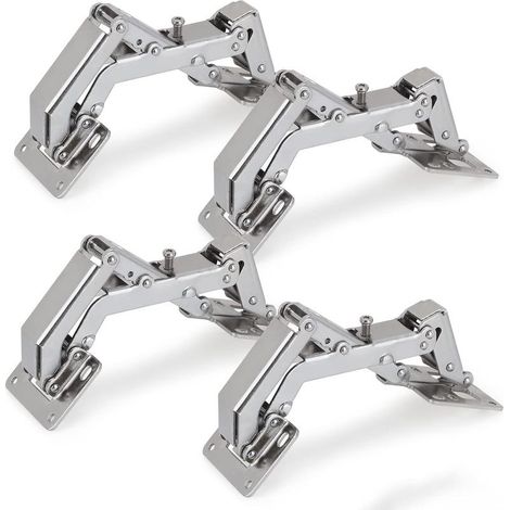 Charnière invisible à grand angle 170° – Acier inoxydable – Lot de 4 charnières avec vis – Pour placards et armoires de cuisine (1/5)