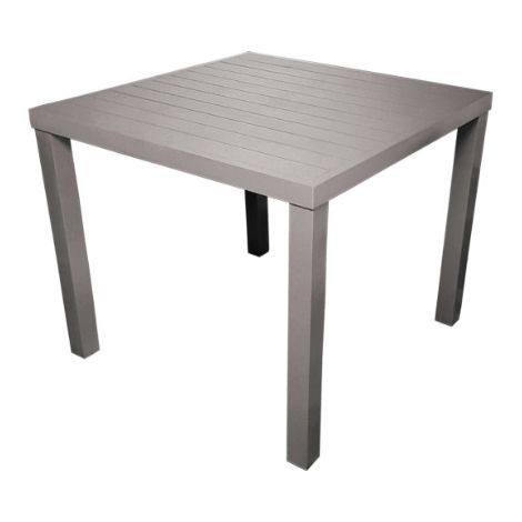 Tavolo quadrato in alluminio tortora, con piano a doghe 80x80 cm MALIGI HOME MG/ROSSO Nero (1/5)