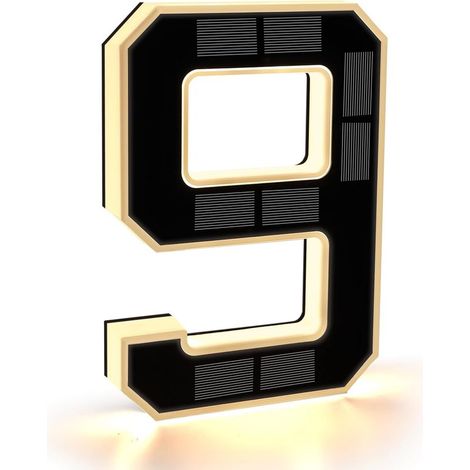 Numéro de Maison Lumineux (9 Noir, 23cm) Numero de Maison Exterieur Solaire Illuminé pour Extérieur, Numero Porte, Plaque de Numéro de Maison Illuminée Solaire (1/5)