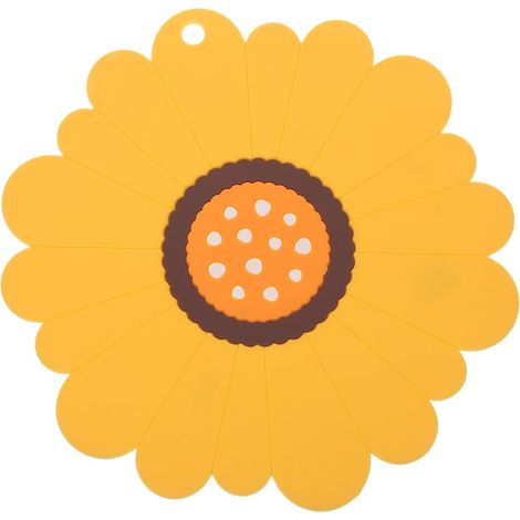 Dessous de plat en silicone, forme tournesol, jaune, antidérapant (1/5)
