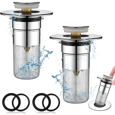 2 Pièces Bouchon de Lavabo pour Trou d'évacuation 34-37mm, bonde de lavabo avec Panier filtrant, Bouchon de lavabo pour Baignoire Lavabo Pop-Up (1/5)