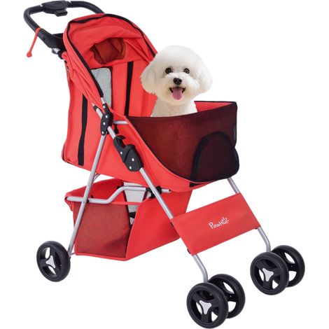 Chariot chien toit réglable panier roues freinées, conception soignée (1/5)