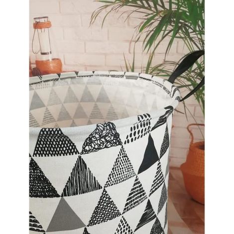 Panier à Linge - - Rond - Toile Imperméable - 40x50CM - Noir - Enfant (1/4)