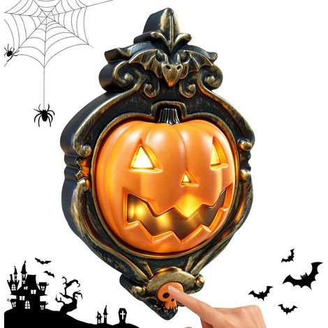 Bseical Halloween-Kürbis-Türklingel, Kürbisdekoration mit LEDs und gruseligen Geräuschen, Halloween-Dekoration für Tür, Garten, Party, gruseliges Party-Accessoire für Kinder und Erwachsene (1/5)