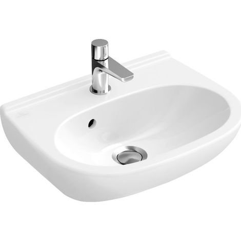 Lavabo ovale compact VB O.novo 450 x 350 mm, 1 hl, avec trop-plein. Blanc alpin. (1/7)
