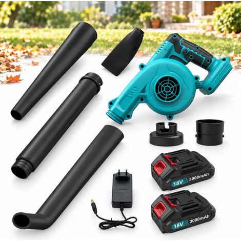 TEETOK Souffleur de feuilles à batterie 2 en 1, moteur à bobinage cuivre, tubes amovibles et sac de collecte, kit avec 2 batteries 18 V (1/5)