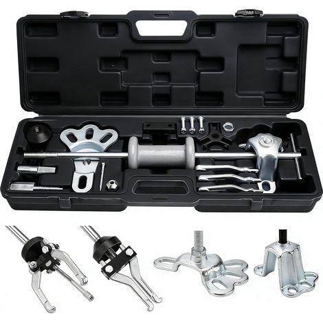 Ensemble d'extracteurs de marteau coulissant à 9 voies pour moyeu de roue avant, essieu arrière, marteau coulissant à 2/3 mâchoires externes et internes, kit de réparation de carrosserie (1/5)