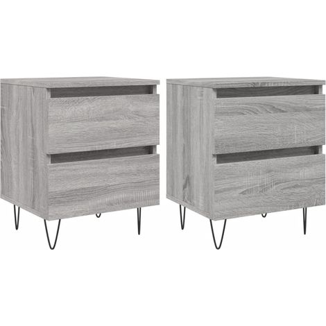 Maison Exclusive - Mesita de noche 2 uds madera ingeniería gris S