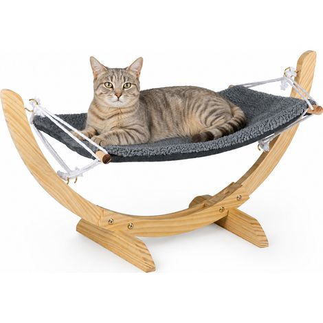 Amaca per Gatti in Legno Ergonomica Cuccia Portata Max 6kg Animali 72x35x10 cm
