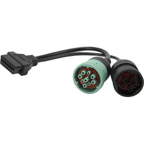 OBD2 LKW-Kabel, OBDII 16-polig weiblich auf 6-poligen J1708 und 9-poligen J1939 Adapter, Y-Splitter für die Diagnose von Nutzfahrzeugen und LKWs. (1/5)
