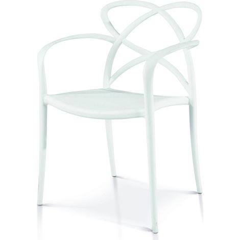 Sedia di Design in Polipropilene con Braccioli Bianca