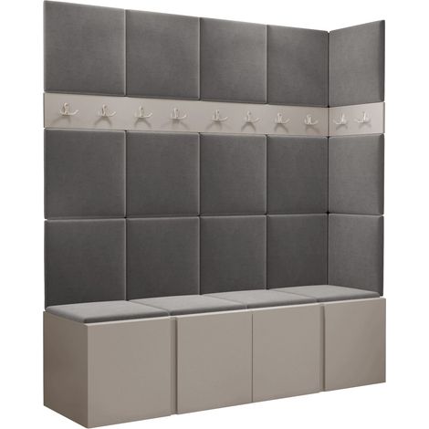 Conjunto para recibidor Pinis II, Manila 16, 186x168x46cm, Aglomerado laminado, Tapiz, Colocada, Montada en la pared